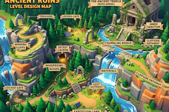 do 3d game environment design, game maps, terrain and level design