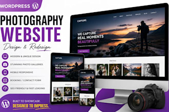 design wordpress photography website photographer portfolio, booking website