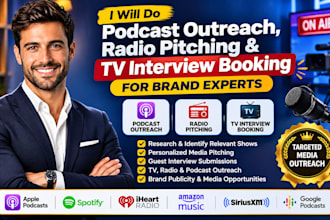 do podcast outreach, radio pitching and TV interview booking for brand and store