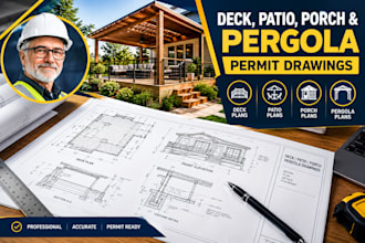 create deck, patio, porch and pergola permit drawings