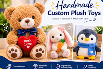 handmade custom plushies, stuffed toys, and plush gifts