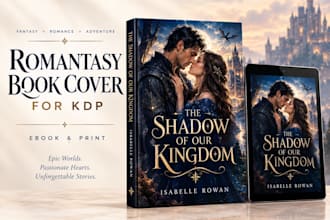 design a romantasy KDP book cover for ebook and print