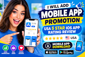 add mobile app promotion, USA 5 star IOS app rating review, mobile app download