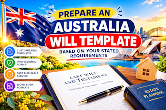 prepare an australia will template based on your stated requirements