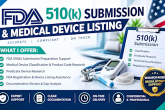 prepare fda 510k submissions and medical device listing