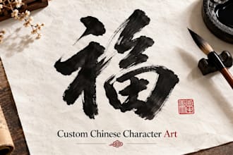 create unique chinese calligraphy for logo, names and wall art