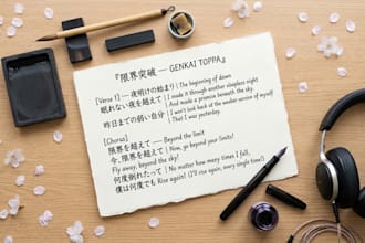 write original japanese and english bilingual song lyrics f