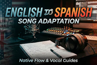 rewrite english song into spanish lyrics adaptation and record vocal guid