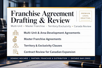 draft elite multi unit franchise, area development agreements as canadian lawyer