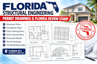 provide florida structural engineering, permit drawings and florida review stamp