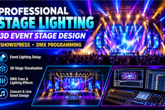 design event lighting setup 3d event stage design showxpress and dmx programming