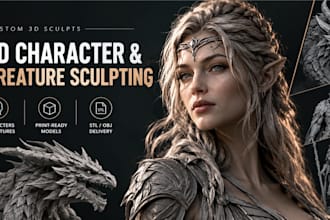 create 3d character and creature sculpts for 3d printing