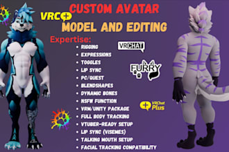 fix, edit, port and pro rig  vrchat model, mmd, vrm, warudo, koikatsu, gmod