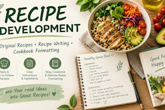 develop and format recipes for food blogs and cookbooks