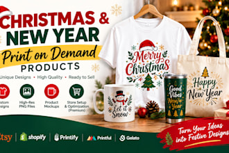 design christmas and new year print on demand products