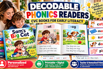 design decodable kids phonics readers and cvc books for early literacy
