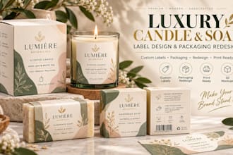 design luxury candle handmade soap, label design  product packaging redesign