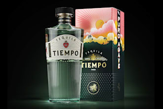 design tequila bottle label rustic agave liquor glass packaging dieline