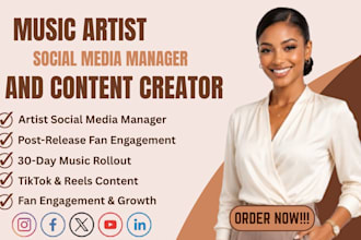 be your music social media manager and content creator for artists djs producer