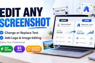 change or replace text, add logo, and editing any screenshot image