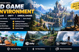 create 3d game environment, unity environment, unity game levels, open world map