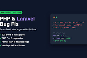 fix bugs or upgrade your PHP or laravel website
