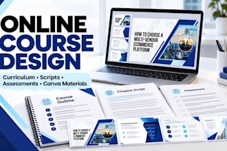 design online course curriculum, scripts, assessments and canva materials