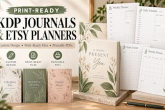 design print ready kdp journal and printable planner for etsy