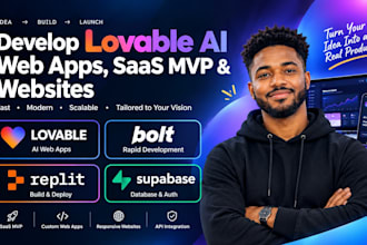 develop lovable ai web apps, saas mvp , and website using bolt, supabase, replit