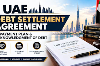 draft a uae debt settlement agreement, repayment plan and acknowledgment of debt