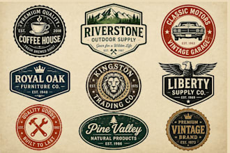 vintage badge logo, emblem design, retro seal, crest design, seal stamp