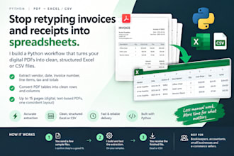 extract invoice, receipt and PDF table data to clean excel or CSV