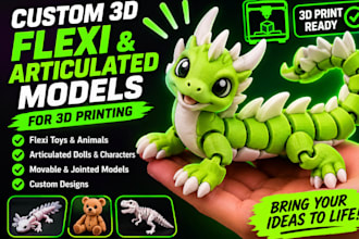 create 3d flexi toy 3d articulated model flexi animal for 3d printing