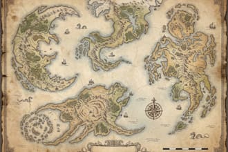 create fantasy world map medieval map continent map for author and worldbuilding
