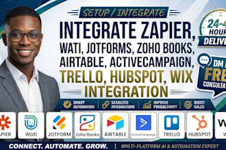 integrate zap wati jotforms zoho books airtable activecampign trello hubspot wix