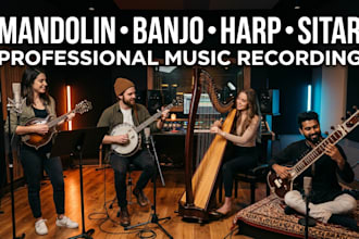 record live mandolin banjo harp sitar for your custom song