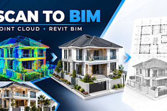 convert point cloud  to 3d 2d, build a residential revit bim model, scan to bim