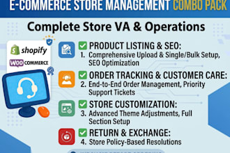 be your e commerce store manager virtual assistant for shopify and woocommerce