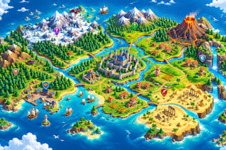 design open world game maps, exploration maps and world layouts