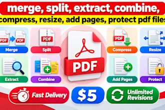 merge, split, extract, combine, compress, resize, add pages, protect pdf files