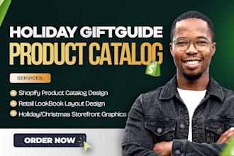 design a holiday gift guide and print ready ecommerce product catalog