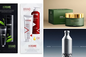 create bottle design cosmetic bottle,tube packaging, realistic product rendering