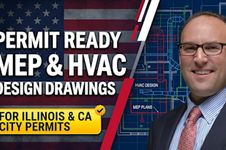 provide permit engineering mep hvac design drawing for illionis ca city permit