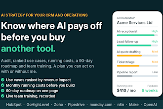 be your ai automation consultant for ai strategy, CRM audit architecture roadmap