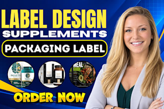 do product label design, packaging labels, supplement labels and 3d mockup