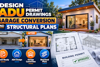design adu permit drawings garage conversion and structural plans