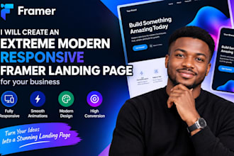 design a responsive framer  to figma landing page, fix and optimize your site
