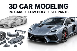 design 3d car models, rc cars, lowpoly, car parts, stl for 3d printing