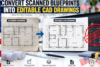 convert scanned blueprints into editable cad drawings