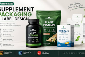design supplement packaging vitamin labels pouch boxes label dieline artwork